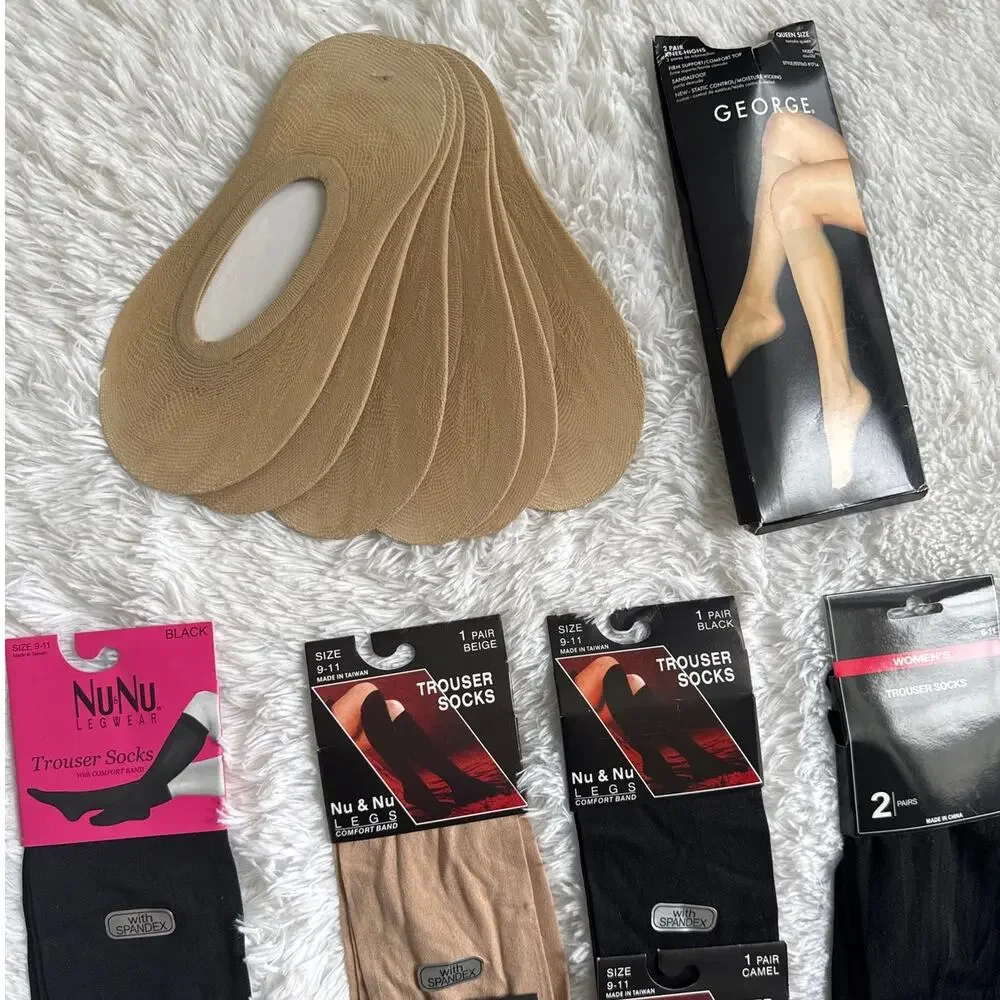 1990s Women’s Hosiery Wardrobe Bundle 19 Pairs Trouser & No Show Socks New 9-11